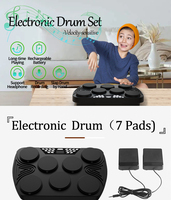 Batterie électronique, kit de percussion pour la musique, batterie de pratique de table, 7 pads