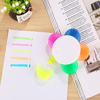 Surligneur à fleurs cinq couleurs, double pointe large et fine, marqueur couleur bonbon, stylo surligneur pour étudiants, fournitures scolaires