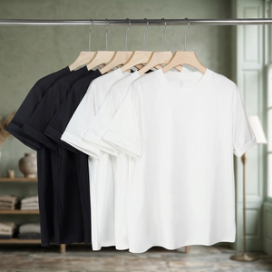 T-shirt pour homme à col rond, basique, tricoté, 100% coton biologique peigné, de haute qualité, classique, confortable, écologique, respirant, uni - Product Image 2