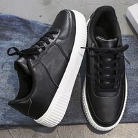 Baskets en cuir grande taille 37-50, chaussures décontractées blanches à semelle épaisse, basses à lacets, chaussures de sport confortables pour hommes