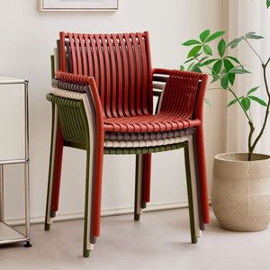 Nordic Style Plastic <b>Chair</b> Set With Openwork Design For Indoor <b>Outdoor</b> Use <b>Stackable</b> <b>Chairs</b> Living Room Dining Room Balcony - Product Image 3