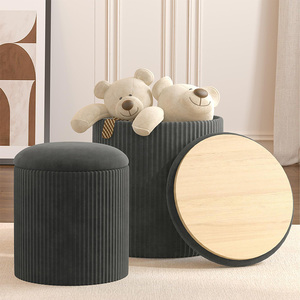 <span class=keywords><strong>Taburete</strong></span> otomano de almacenamiento personalizado para sala de estar, muebles interiores modernos <span class=keywords><strong>con</strong></span> tapa de madera - Product Image 3