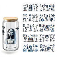 Plus de 400 000 designs – Autocollants 3D UV DTF pour gobelets en verre de 16 oz – Décalcomanies imperméables en PET – Autocollants de dessins animés