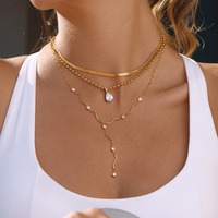 Collier en Zircon de Luxe Léger en Forme de Y avec Breloques Brillantes Raffinées et Étanche, Vente en Gros, Accessoires de Bijouterie de Haute Qualité TGXL15510