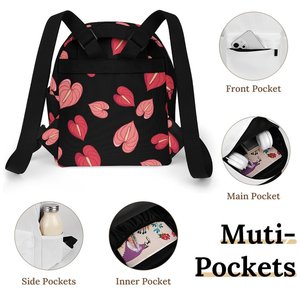 Full Print Customized Hawaiian Anthurium Design High-quality <strong>Petite</strong> Lightweight Women's Small <strong>Backpacks</strong> - Product Image 4
