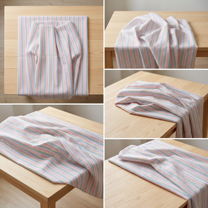 Tissu en coton Khadi biologique tissé à la main, poids moyen 105 GSM, rayures rouges et bleues, respirant, écologique, séchage rapide, pour garçons - Product Image 3