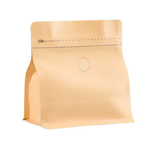 250 Gsm 500 Gsm 1kg fond carré sac en plastique support pochette avec valve fermeture éclair pour emballage de grains de café fond plat sac de café - Product Image 1