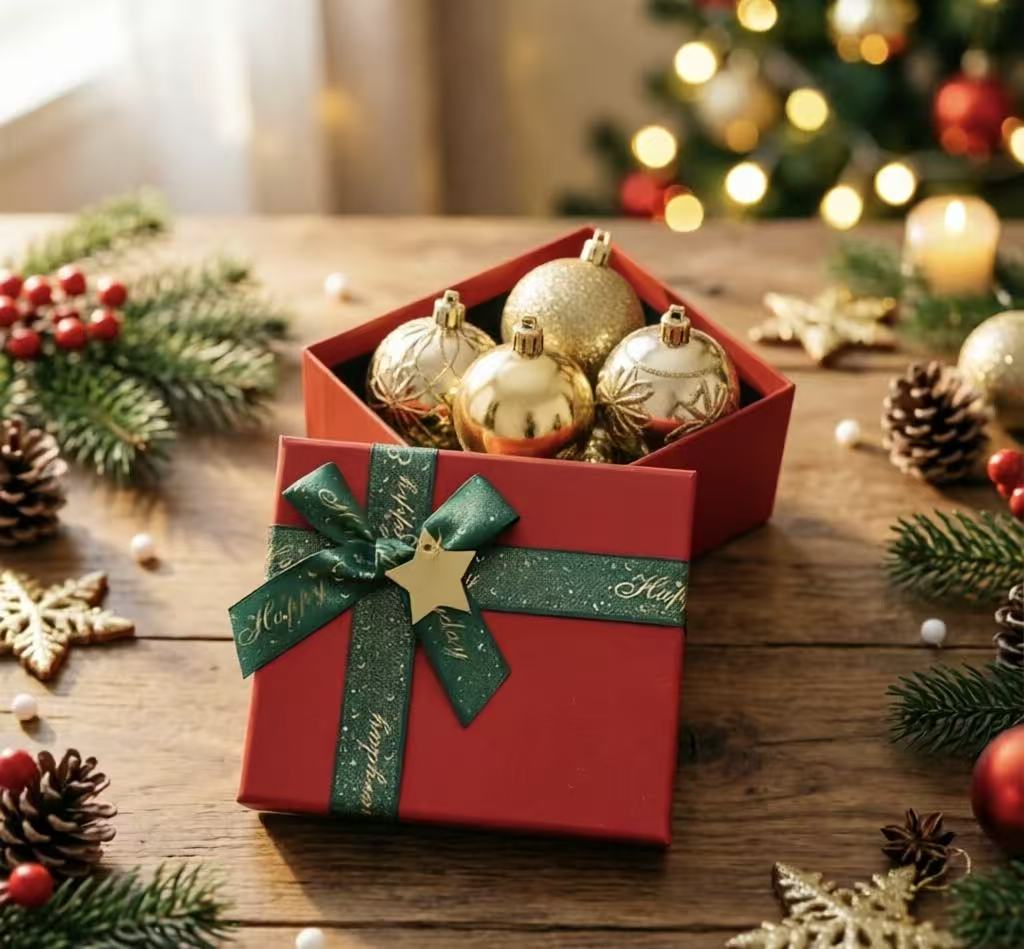 Luxury Red Recyclable Gift Cardboard Box With Green Ribbon Bow For Wedding Birthday Party Favors And Gift Packaging Box