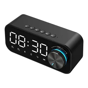 Edroom-reloj despertador digital inalámbrico, mini Altavoz de alto volumen con luz nocturna de graves, multifuncional