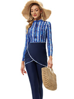 Maillot de bain musulman élégant 3 pièces imprimé par sublimation pour femme, magnifique burkini de plage avec pantalon