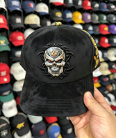 Casquettes Barbas originales en daim à 5 panneaux structurés avec logo brodé personnalisé OEM/ODM, casquettes à visière plate, casquettes Barbas avec logo brodé, NFC doré