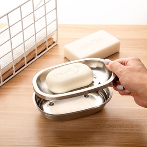 Porte-savon moderne en acier inoxydable 304, étanche, à fixation murale, pour salle de bain d'hôtel, avec drain supérieur et inférieur - Product Image 3