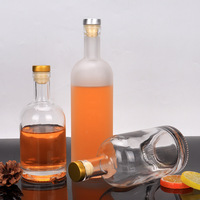 Bouteilles de vin en verre blanc plat de haute qualité avec logo personnalisé en couleur, 200 ml, 375 ml, 500 ml, 700 ml, 750 ml, 1000 ml, pour vodka, whisky, rhum, avec bouchon