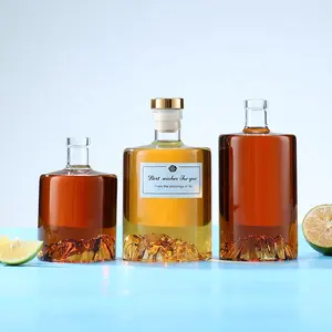 Personalizado único montanha 750 ml claro vazio tequila rum garrafa de vidro