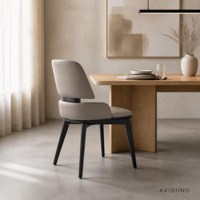Chaise de salle à manger en bois massif, revêtement en cuir PU, dossier fendu, chaise d'appoint moderne sans accoudoirs pour restaurant et cuisine, couleur taupe