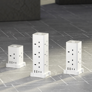 Power Strip <strong>Tower</strong> UK12 Way Multi <strong>Plug</strong> Extension Socket Extension Lead <strong>Tower</strong> 1.5M Extension Cable 12 Gang 2USB Ports - Product Image 3