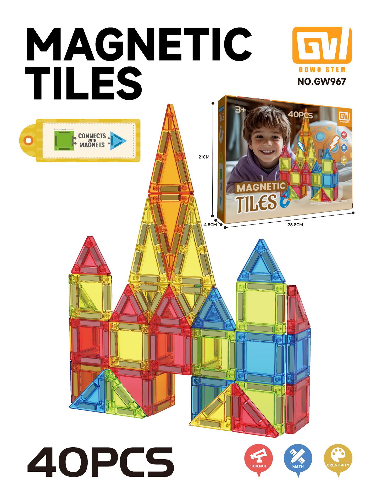 Gw967-40 pezzi - Magnete rotante in confezione colorata