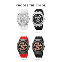 Montre à quartz pour homme Skmei 9362, boîtier en alliage sport tendance, bracelet en silicone de 20 mm, aiguilles, résistance à l'eau 3 BAR, 41,7 mm, mécanique 3D