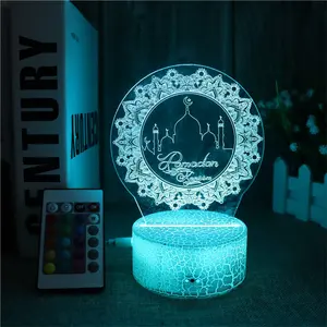 Veilleuses Eid al-Fitr série Ramadan lampe 3D avec câble USB et 16 couleurs changeantes contrôle tactile Photo personnalisable