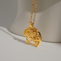 Collar con Colgante Redondo de Ángel Cupido Vintage de Acero Inoxidable Chapado en Oro de 18k, Resistente al Deslustre, Joyería Diaria, Nuevo y Popular de Dazan 2024
