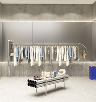 Étagère de présentation pour magasin de vêtements, en acier inoxydable, murale, pour vêtements féminins, accessoires de présentation de vêtements