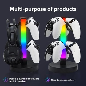 Support <span class=keywords><strong>de</strong></span> contrôleur <span class=keywords><strong>de</strong></span> jeu RGB, support pour casque, éclairage ambiant LED pour le jeu, le salon, l'ordinateur, la chambre à coucher - Product Image 1