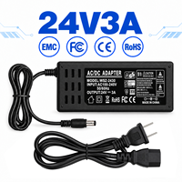 Adaptateur secteur AC/DC 24V 3A 72W pour routeur, commutateur réseau, moniteur, guirlande lumineuse LED et caméra - Vente en gros