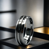Bague classique personnalisée en carbure de tungstène pour homme, double canal de 8 mm et 2,5 mm, vierge, pour incrustation de cadeau de fiançailles, de mariage et d'anniversaire