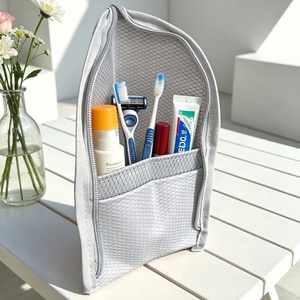 Portable Genuine Leather Vertical <b>Travel</b> <b>Toothbrush</b> Storage Bag On-the-Go Toiletries & Makeup Organizer Simple Bathroom Pouch - Product Image 2