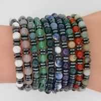 Bracelets de perles de pierres précieuses en cristal naturel de 6mm en gros Bracelets de charme en perles d'hématite noire à la mode simple