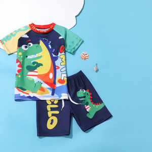 Traje de baño para niños, traje de baño de dos piezas con dibujos de dinosaurios UPF50 Plus, traje de baño de secado rápido para niños, ropa de playa de verano - Product Image 1