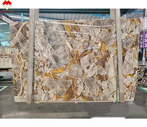 Carreaux de sol en marbre de luxe Bugatti Gold de Dubaï Design de couleur dorée Giallo Siena Medio Marbre Araignée dorée Dalles de marbre Décoration murale - Product Image 3