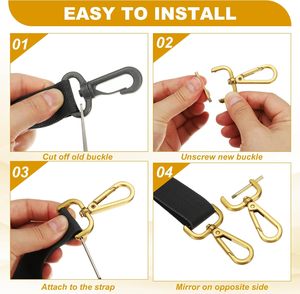 YELARXI Mousquetons pivotants, mousquetons à ressort détachables avec vis, anneaux en D, crochets à griffes avec tournevis, adaptés pour cordons, sacs et articles en cuir - Product Image 4