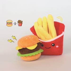Juguete de Peluche para Perro, Juguetes Chirriantes para Perro, Peluche de Pizza, Hamburguesa, Filete, Helado y Papas Fritas - Product Image 1