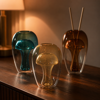 Bouteille diffuseur à roseaux en verre double paroi FTQS, vase, vert, ambre, rose, turquoise, champagne, 5 couleurs, décoration intérieure, vente en gros, OEM