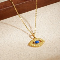Collier pendentif œil en résine, design chic et minimaliste, en acier inoxydable plaqué or pour femme - Vente chaude