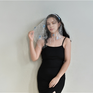 <span class=keywords><strong>Voile</strong></span> en dentelle courte YouLaPan M184 pour femmes, style bandeau avec décoration papillon 3D, adapté aux femmes aux cheveux courts - Product Image 1