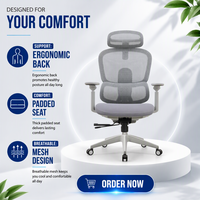 Chaise de bureau de direction ergonomique de luxe en maille colorée et réglable avec mousse moulée, mécanisme synchrone et accoudoirs 5D