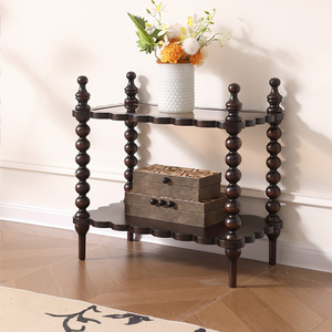Aoga Furniture <b>Solid</b> <b>Wood</b> Bookshelf 3 Tier Storage Rack For Living Room Home Display Shelf With Decorative Columns - Product Image 2