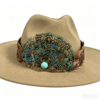 Bandeau de chapeau en plumes de coq naturelles lavées, avec franges et ruban, pour hommes et femmes, style cowboy, fedora, accessoire de coiffure et de costume