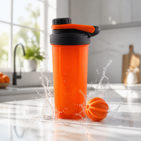 Bouteille d'eau de sport et fitness, gourde en plastique, nouveau design, shaker à protéines sans BPA en PP