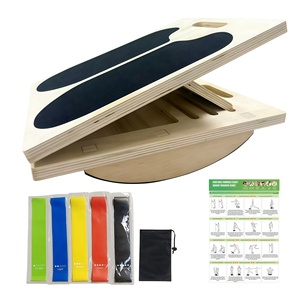 Adjustable Wooden Slant Board Balance Board <b>Set</b> with Resistance Bands for Physical Therapy Rehab and Calf Stretching Bundle - Product Image 1