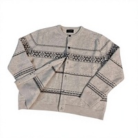 Cardigan en tricot jacquard Fair Isle rétro tendance, manteau col rond doux et chaud de style décontracté pour couples, idéal pour l'automne et l'hiver