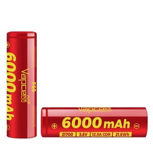 Batterie cylindrique au lithium <span class=keywords><strong>Vapcell</strong></span> F60 <span class=keywords><strong>21700</strong></span> 3.6V 6000mAh 12.5A, capacité maximale, pour moto électrique, outil électrique - Product Image 1