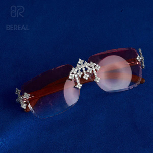 Gafas de Sol Personalizadas con Moissanita VVS sin Montura, Gafas de Sol Cuadradas sin Montura de Oro de 10K, 14K y 18K, Transparentes, para Hombre y Mujer, Joyería Fina - Product Image 2