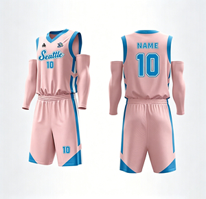 Maillots de basket-ball universitaires, uniformes, taille personnalisée, couleurs personnalisées, designs de bandes latérales, esprit scolaire, sublimation, polyester, maillot de basket-ball - Product Image 1