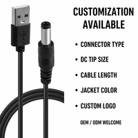 Câble d'alimentation USB-A vers DC 1m, prise jack DC interchangeable, cordon en PVC pour routeur, caméra CCTV, bande LED