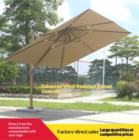 Parasol de terrasse extérieur commercial autoportant grand format avec réservoir d'eau en marbre, style romain carré, mobilier d'extérieur en aluminium