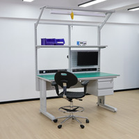 Mesa de Trabajo ESD para Reparación Diseñada para la Fabricación de Productos Electrónicos con Panel Perforado y Compartimentos para Componentes