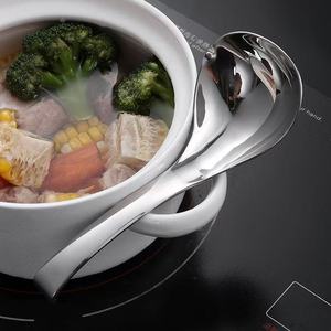 Louche à soupe en acier inoxydable 304 avec bec verseur, grande cuillère pour fondue pour la maison et la restauration, cuillère de cuisson et de service - Product Image 3